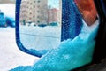 Snow on car window. Frozen Royalty Free Stock Photo