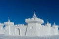 Snow castle in a freezing cold clear day Royalty Free Stock Photo