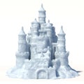 Snow castle isolated on white background 3d rendering Royalty Free Stock Photo