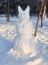snow cat funny outdoor winter sculpture