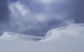 Snow flying over a large snowdrift, Rusutsu, Hokkaido, Japan