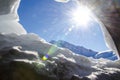 Snow cave in french Alps. Chamonix Mont Blanc during winter in France. Royalty Free Stock Photo