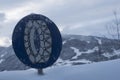 Snow chain obligation traffic sign Royalty Free Stock Photo