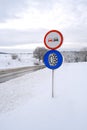 Snow chain - winter tire sign