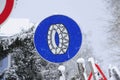 Snow chains traffic sign, winter Royalty Free Stock Photo
