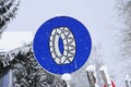 Snow chains traffic sign, winter Royalty Free Stock Photo