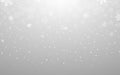 Snow Christmas background. White snowflakes on silver backdrop. Festive flakes and bokeh elements. Minimal winter Royalty Free Stock Photo