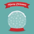 Snow Christmas globe and ribbon in a flat design Royalty Free Stock Photo