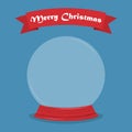 Snow Christmas globe and ribbon in a flat design Royalty Free Stock Photo