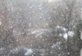 Snow in the city. New snowfall with big snowflakes in the city. Winter snow. Snowflake background. blizzard. Royalty Free Stock Photo