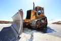 Snow-cleaning bulldozer Royalty Free Stock Photo