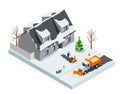 Snow Cleaning Isometric Composition Royalty Free Stock Photo