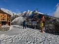 Snow cleaning with a large snow blower in the high tatras Slovakia Royalty Free Stock Photo