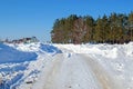 Snow-cleared road to the village