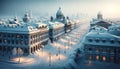 Snow-Cloaked Heritage: AI-Generated Historic Cityscape Blanketed in Winter\'s Embrace