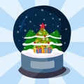 Snow clobe christmas magic ball transparent realistic design holiday celebration magic vector illustration. Royalty Free Stock Photo