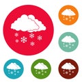 Snow cloud holiday icons circle set Royalty Free Stock Photo