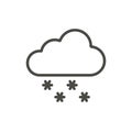 Snow cloud icon vector. Line winter symbol.