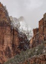 Snow and clouds blanket the peaks in Zion.