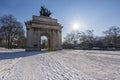 Snow at constitution hill and Wellington Arch Royalty Free Stock Photo