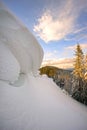 The snow cornice at the top Royalty Free Stock Photo