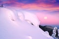 The snow cornice at the top Royalty Free Stock Photo