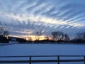 snow at country side in sunset afternoon