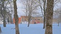 Snow coverd park and old factory in Rakvere