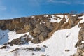 Snow-covered Abruzzo rock face in Italy