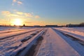 snow-covered airport runway in winter