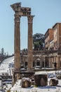 Snow-Covered Pillars of the Roman Forum