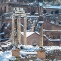 Snowy Pillars of the Roman Forum