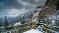 Snow covered balcony in north sikkim Royalty Free Stock Photo