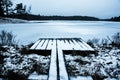 Snow covered boardplank Royalty Free Stock Photo