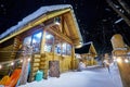 Snow covered of boutique cottages in winter at Ninguru terrace Royalty Free Stock Photo