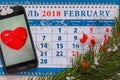 Valentine`s day in the calendar