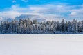 Snow-covered cabin on Lake Lillian near Invermere, BC, Canada Royalty Free Stock Photo