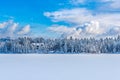 Snow-covered cabin on Lake Lillian near Invermere, BC, Canada Royalty Free Stock Photo