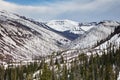 Snow-covered canyons and forest in Yellowstone National Park