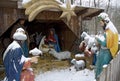 Snow-covered christmas crib