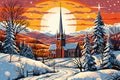 Snow-Covered Churches - Generative AI