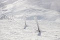 Snow-covered columns on top of mountain the Stog Royalty Free Stock Photo