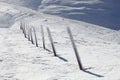 Snow-covered columns on top of the Stog mountain Royalty Free Stock Photo