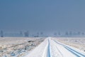 Snow covered countryside road