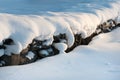 Snow covered dry stone wall Royalty Free Stock Photo