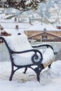 Snow covered empty bench Royalty Free Stock Photo