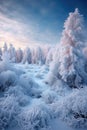 snow-covered evergreens in pristine winter landscape Royalty Free Stock Photo