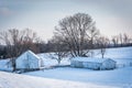 Snow-covered farm in rural Carroll County, Maryland.