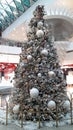 Snow-covered festive in Christmas tree