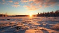 Snow Covered Field At Evening Sun: Realistic And Hyper-detailed Terragen Renderings